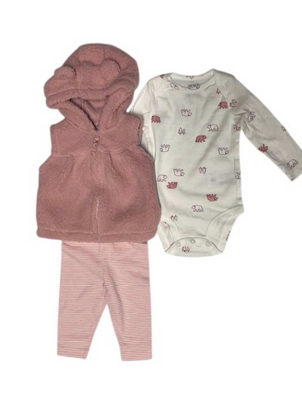 Baby Girl 3 Piece Set Vest Pants Bodysuit 6M (899)